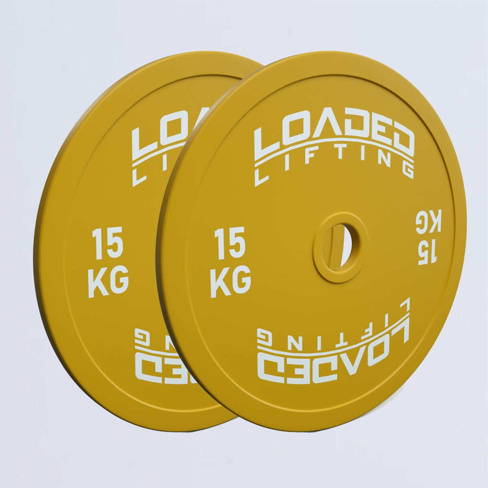 Loaded Lifting Equipment Weight Plates 15kg Calibrated Steel Weight Plates Coloured (pair)